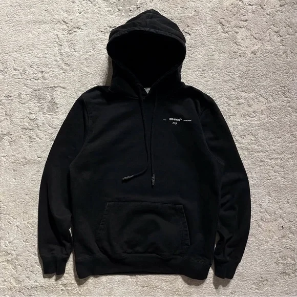 Off-White Black Hoodie with Blue and Red Accents